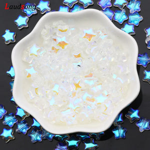 100pcs 8mm ABS Transparent Glass Beads Smooth Loose Spacer Star Beads