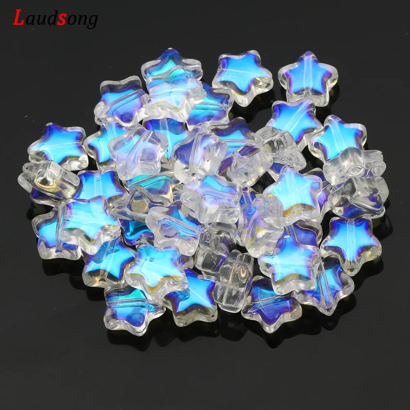 100pcs 8mm ABS Transparent Glass Beads Smooth Loose Spacer Star Beads