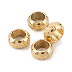 100pcs 8mm Frosted 201 Stainless Steel European Beads Spacer Charm Beads