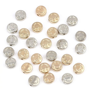 100pcs 8mm Silver Smiling Face CCB Beads Loose Spacer Acrylic Beads