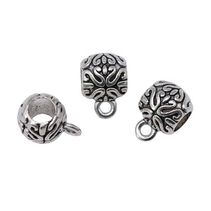 100pcs 8x12mm Bail Beads Antique Silver DIY Jewelry Making Zinc Alloy Findings