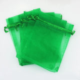 100pcs 9*12cm Grass Green Organza Gift Bag Drawstring Pouch