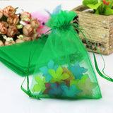 100pcs 9*12cm Grass Green Organza Gift Bag Drawstring Pouch