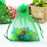 100pcs 9*12cm Grass Green Organza Gift Bag Drawstring Pouch