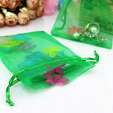 100pcs 9*12cm Grass Green Organza Gift Bag Drawstring Pouch