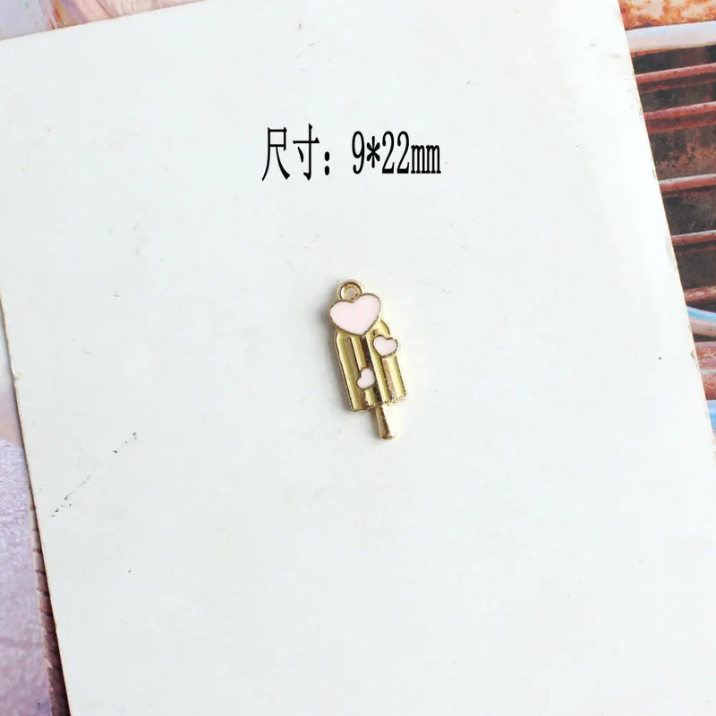 100pcs Love ice cream Alloy Pendant Bracelet Hair Accessories