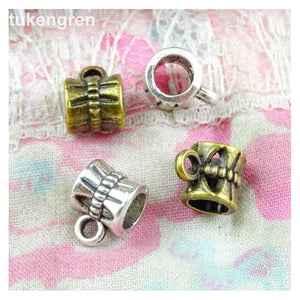 100pcs Antique Silver/Bronze Beads for Jewelry Big Hole Bead Bracelet Findings