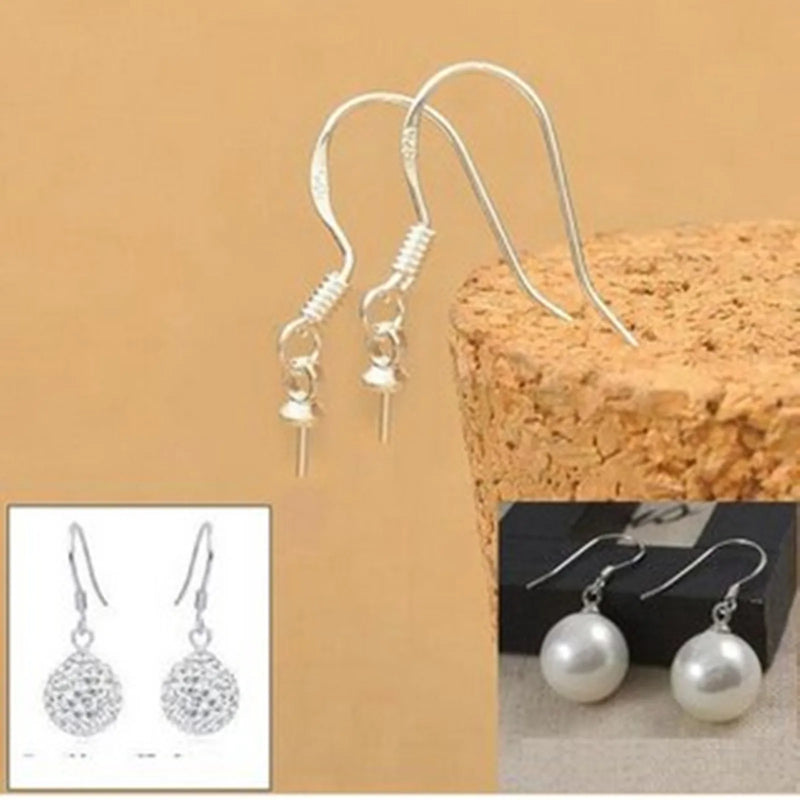 100pcs 925 Silver Earring Hooks Findings Accessories 17*20mm