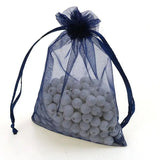 100pcs 9x12cm Deep Navy Organza Drawstring Pouches Logo Printing