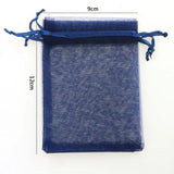 100pcs 9x12cm Deep Navy Organza Drawstring Pouches Logo Printing