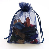 100pcs 9x12cm Deep Navy Organza Drawstring Pouches Logo Printing