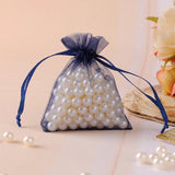100pcs 9x12cm Deep Navy Organza Drawstring Pouches Logo Printing