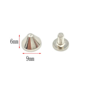 100pcs 9x6mm Cone Zinc Alloy Spike Studs for DIY Pet Collars Bracelet Shoes