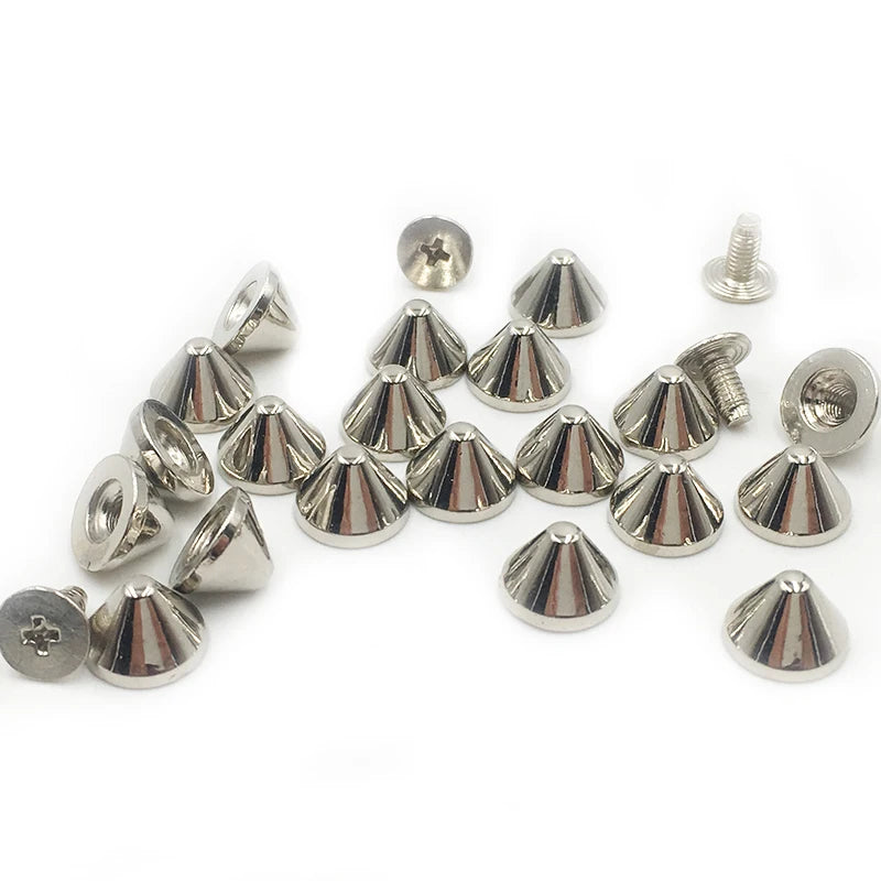 100pcs 9x6mm Cone Zinc Alloy Spike Studs for DIY Pet Collars Bracelet Shoes