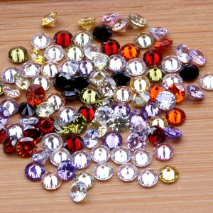 100pcs AAAAA 1-4mm CZ Stone Round Brilliant Cut Colorful Cubic Zirconia Gems