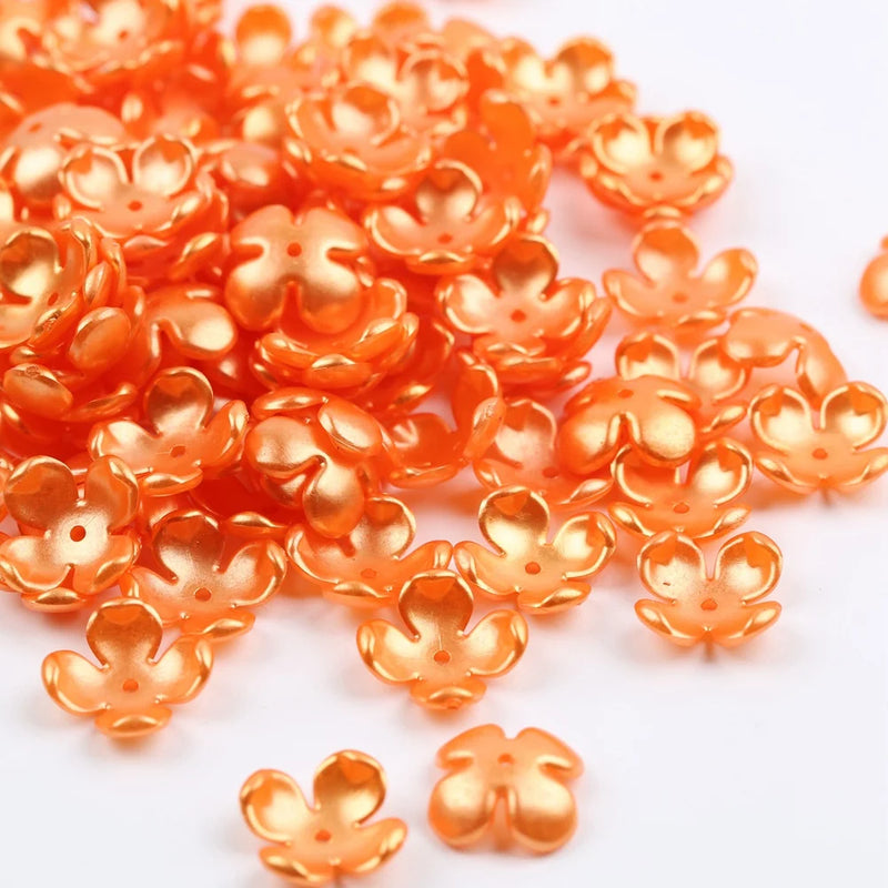 100pcs Pearls Beads Flower Shape Acrylic Beads for Jewelry Making DIY
