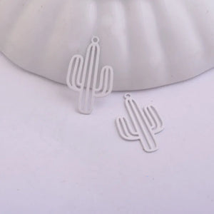 100pcs Silver-plate Cactus Pendant for Necklace Charm Jewelry