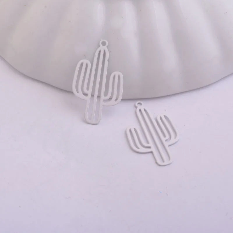 100pcs Silver-plate Cactus Pendant for Necklace Charm Jewelry