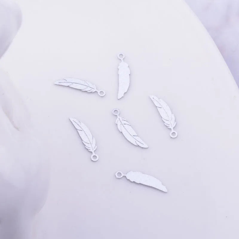 100pcs Brass Mini Feather Charms 3*12mm