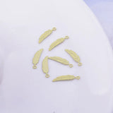100pcs Brass Mini Feather Charms 3*12mm