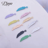 100pcs Brass Mini Feather Charms 3*12mm