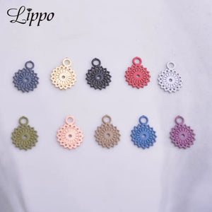 100pcs Mini Round Flower Charms Diy Tassels Earrings
