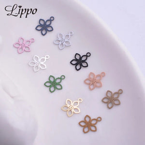100pcs Silver Plated Mini Flower Charms 7*9mm DIY Earring