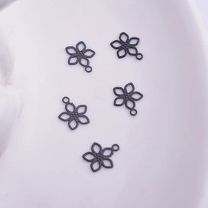 100pcs Silver Plated Mini Flower Charms 7*9mm DIY Earring