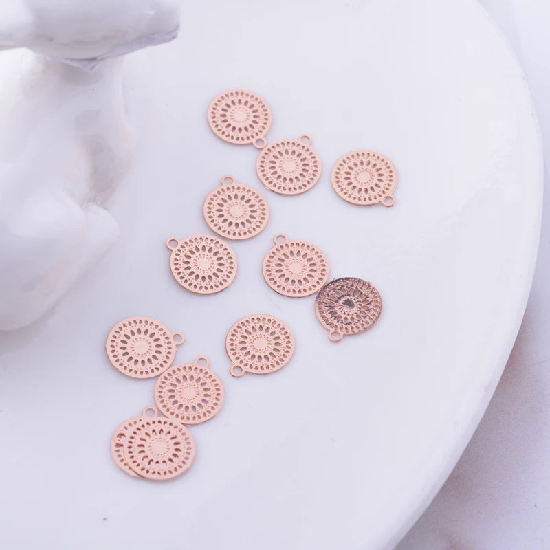 100pcs Brass Thin Small Round Charms 8*10mm