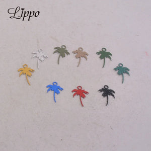 100pcs Coconut Tree Charms 7*12mm Metal Jewelry Earring Findings