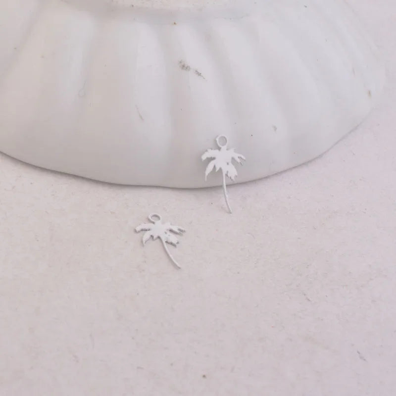 100pcs Coconut Tree Charms 7*12mm Metal Jewelry Earring Findings