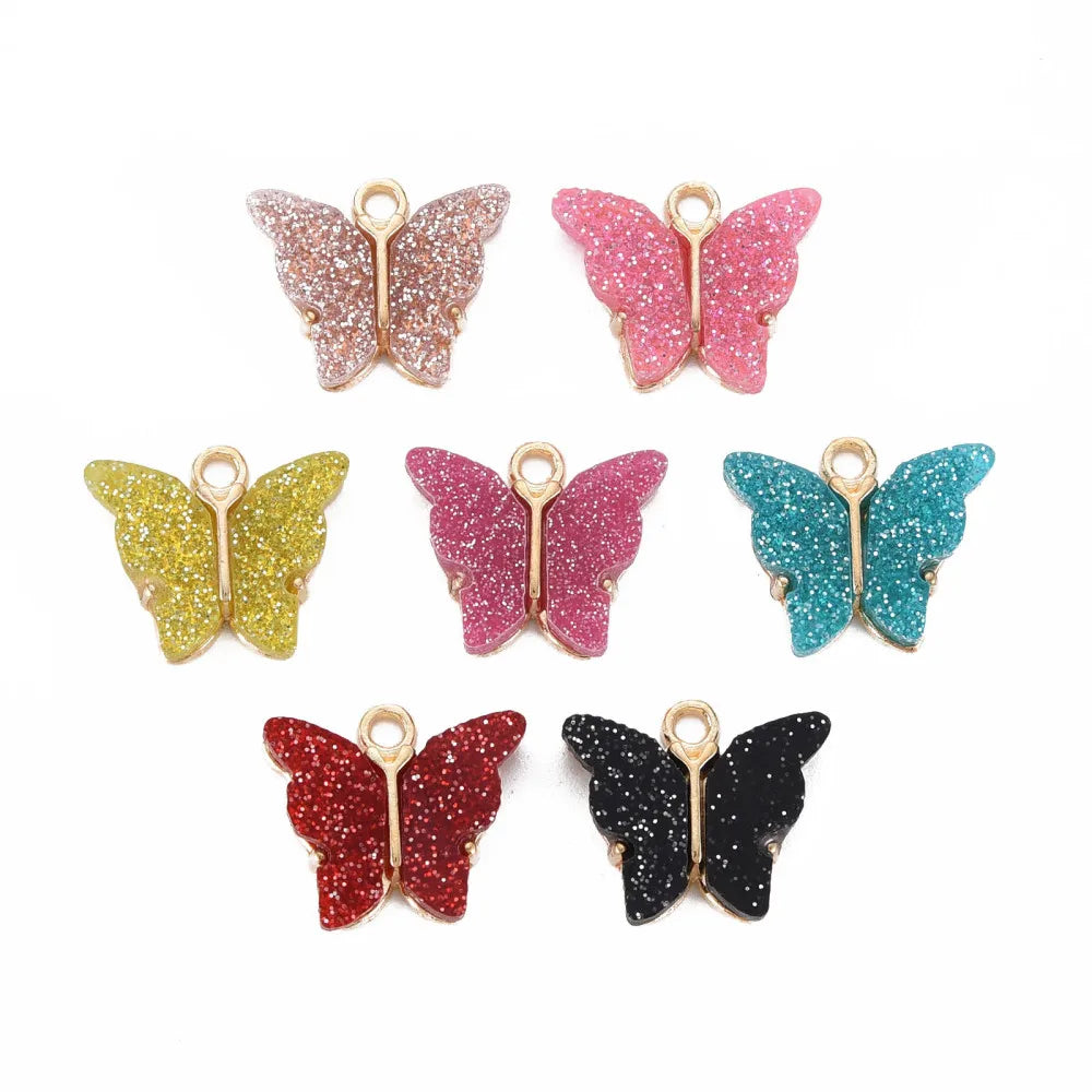 100pcs Mixed Butterfly Pendants for Necklace Jewelry Making DIY Decor