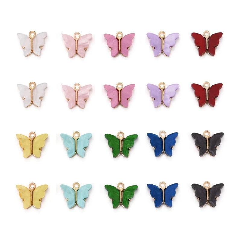 100pcs Mixed Butterfly Pendants for Necklace Jewelry Making DIY Decor