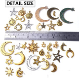 100pcs Celestial Charm Mixed Sun Moon Star Pentagram Pendants DIY Jewelry Making