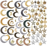 100pcs Celestial Charm Mixed Sun Moon Star Pentagram Pendants DIY Jewelry Making