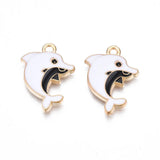 100pcs Enamel Dolphin Pendants Ocean Animal Charms for DIY Jewelry Making