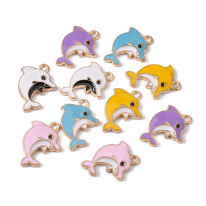 100pcs Enamel Dolphin Pendants Ocean Animal Charms for DIY Jewelry Making