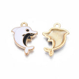 100pcs Enamel Dolphin Pendants Ocean Animal Charms for DIY Jewelry Making