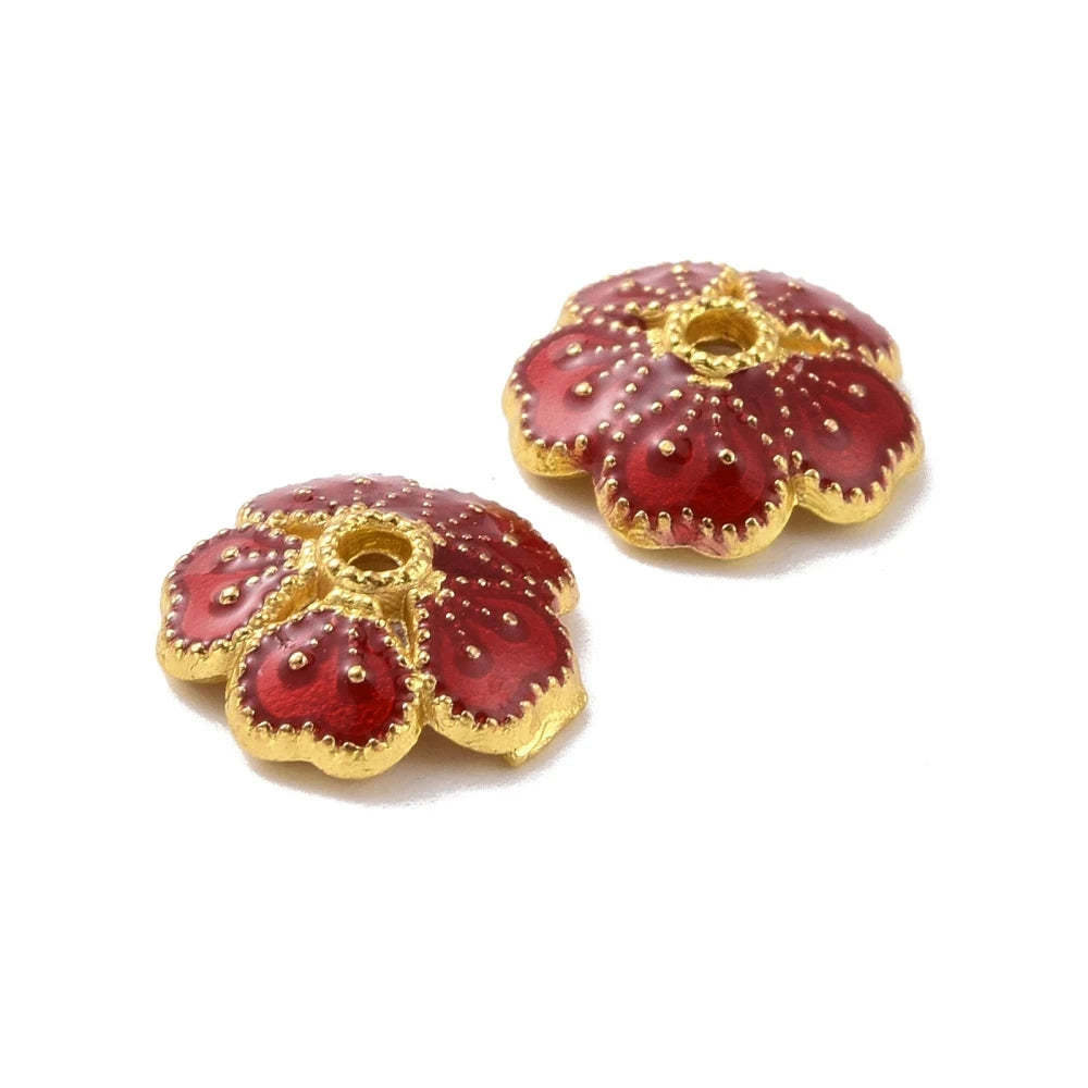 100pcs Enamel Flower Bead Caps Mixed for Jewelry Making DIY 8x2.6mm