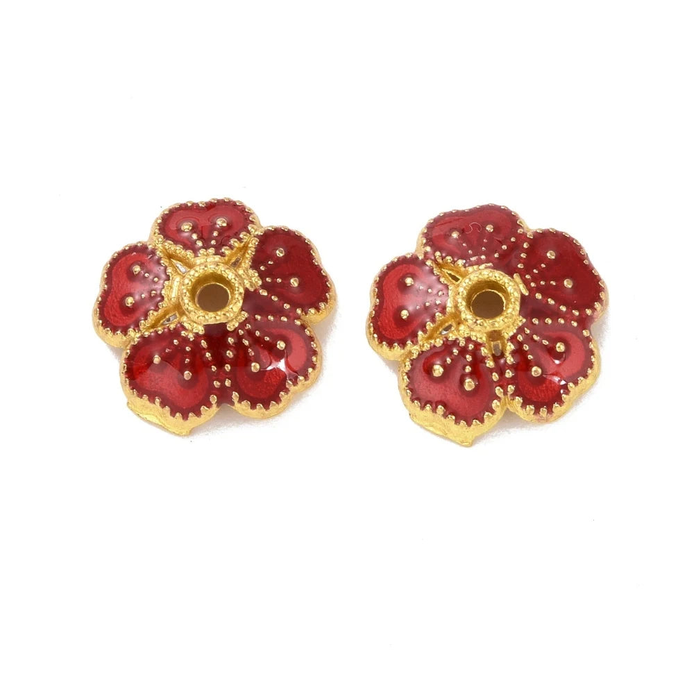 100pcs Enamel Flower Bead Caps Mixed for Jewelry Making DIY 8x2.6mm