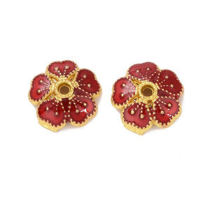 100pcs Enamel Flower Bead Caps Mixed for Jewelry Making DIY 8x2.6mm