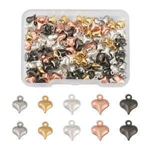 100pcs Heart Pendants Charms Enamel Alloy DIY Jewelry Making 37x22x3mm