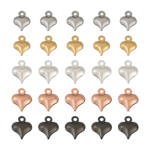 100pcs Heart Pendants Charms Enamel Alloy DIY Jewelry Making 37x22x3mm