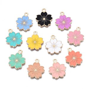 100pcs Sakura Flower Charms Colorful For Romantic Earring Necklace