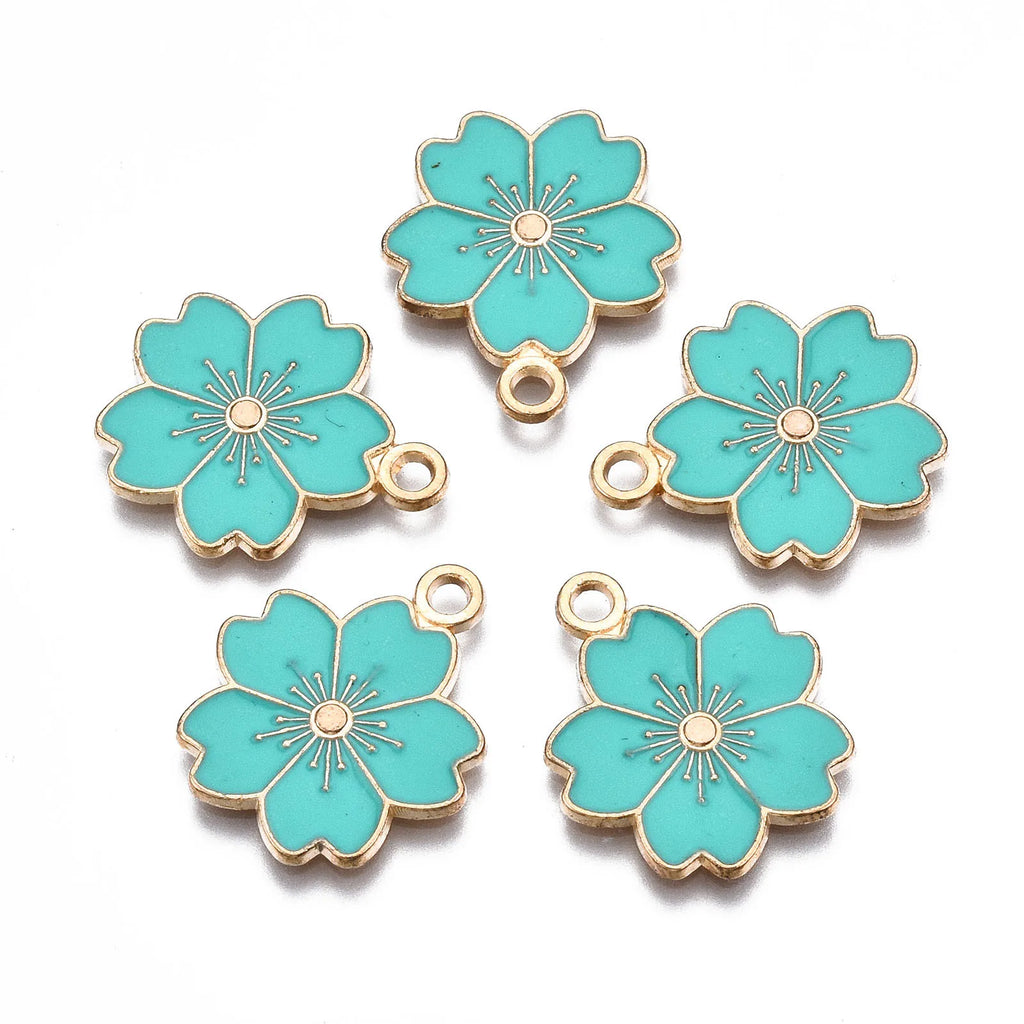 100pcs Sakura Flower Charms Colorful For Romantic Earring Necklace