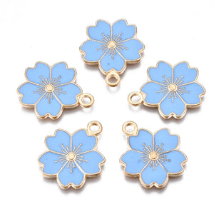 100pcs Sakura Flower Charms Colorful For Romantic Earring Necklace