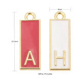 100pcs Alloy Enamel Rectangle Alphabet Pendants A~Z Pendant for Necklace Making