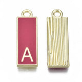 100pcs Alloy Enamel Rectangle Alphabet Pendants A~Z Pendant for Necklace Making