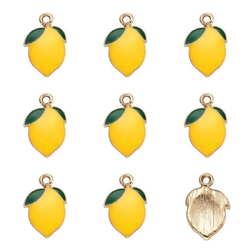100pcs Alloy Enamel Fruit Theme Charms for DIY Jewelry Making