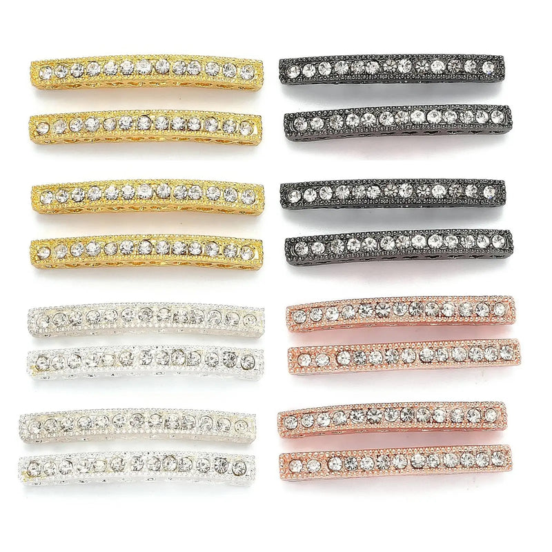 100pcs Alloy Rhinestone Bar Spacers Mixed Arc Shining Links DIY Jewelry Making